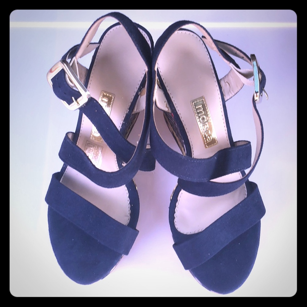 Moleca Navyblue suede-like espadrilles Size 10